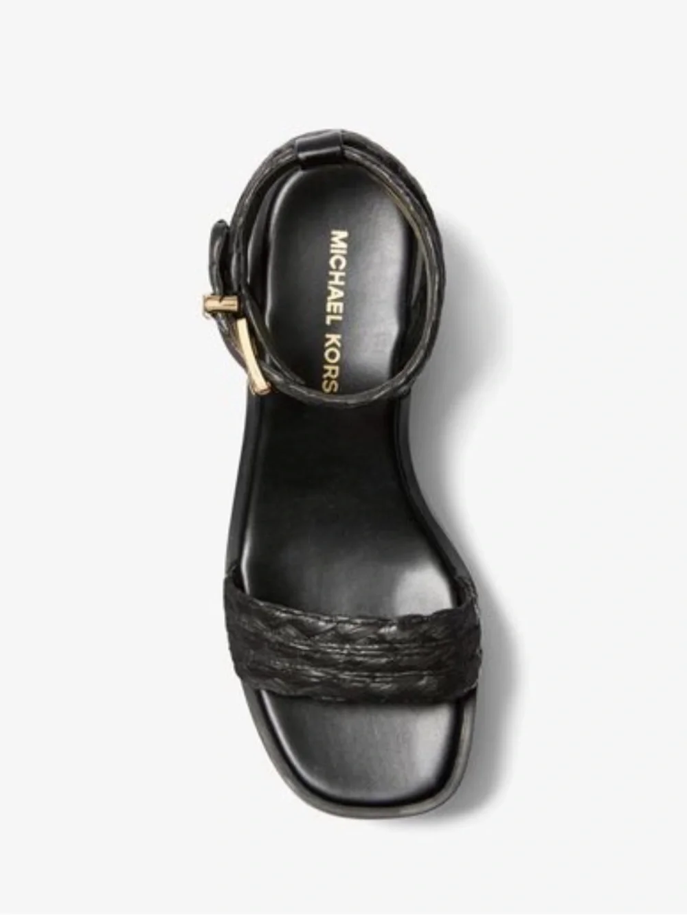 Michael Kors Black Braided Platform Wedge Sandals